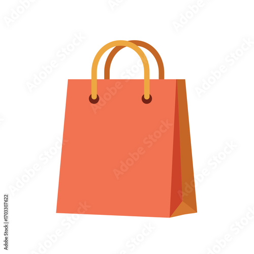 Vibrant Orange Shopping Bag Illustration for Retail and Commerce Design
