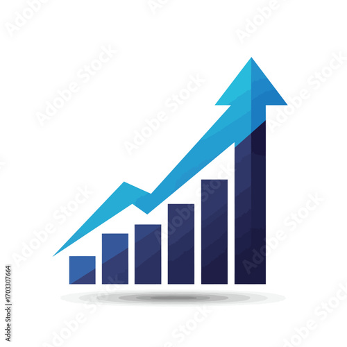 Free Download Rising Bar Graph with Arrow Growth, Progress, and Positive Trend - GFXLoad