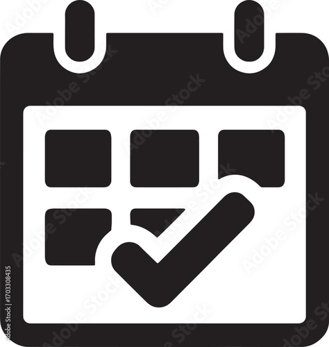 Vector Silhouette of Calendar with Marked Date – Schedule, Planning & Reminder Icon