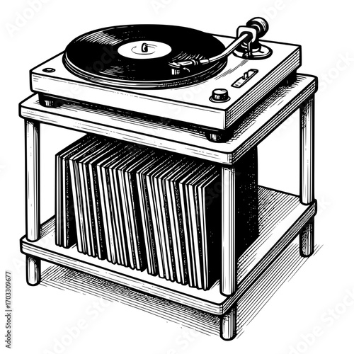 Turntable with vinyl records