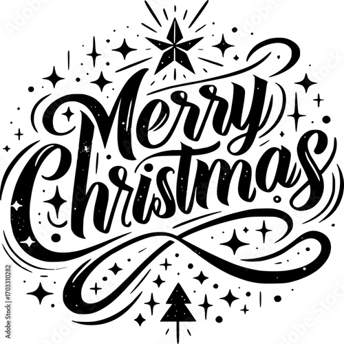 Festive Cheer: A vintage-styled Merry Christmas inscription, sparkling with holiday cheer and evoking the season's joy. 