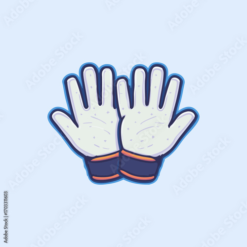 Cartoon Soccer Goalkeeper Gloves Illustration