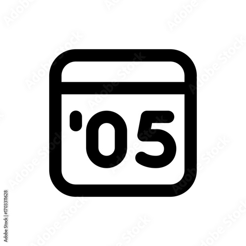 Black and white calendar icon displaying the date as the fifth day of the month in a simple design