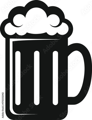 Stylized Beer Mug Illustration Celebrating Refreshment and Good Times Featuring Frothy Head and Classic Design