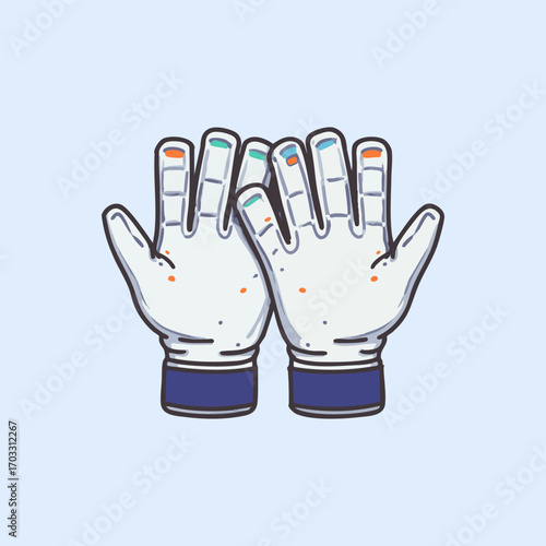 Flat Goalkeeper Gloves Cartoon Art