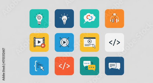 vector illustration of a set of icons for web design