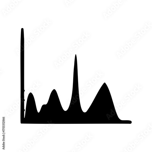 Abstract black silhouette of a mountainous landscape with varying peak heights