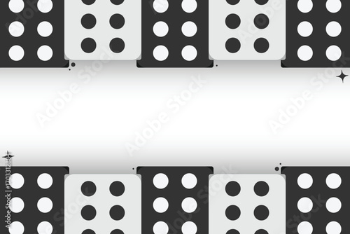 Playing dice border perfect for casino, game, party invitations. Decorative gambling cubes frame