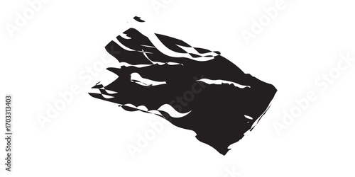 Abstract Black Ink Blot: Irregular Textured and Dynamic Brush Stroke.