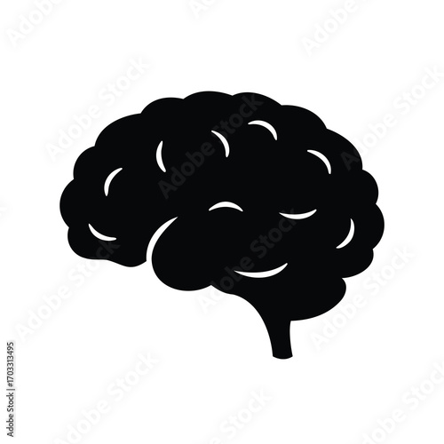 Stylized black and white brain illustration representing intellect and mental function