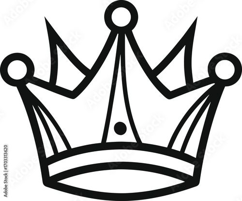Stylized Crown Illustration Depicting Royalty Symbolism Featuring Bold Lines and Geometric Elements Suitable for Logos and Graphic Designs