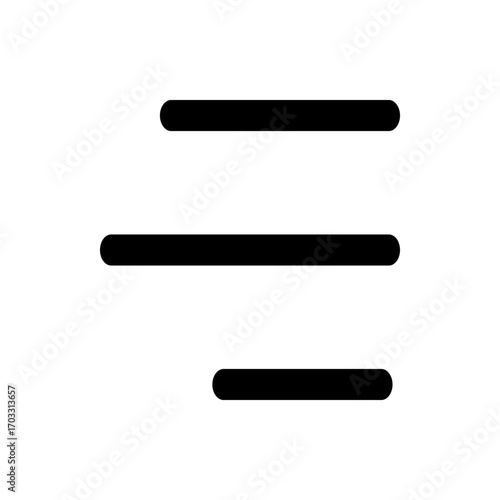 Three horizontal black lines with rounded ends arranged vertically on a white background in a simple design