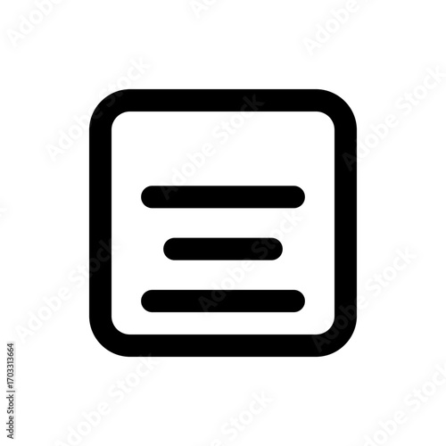 Illustration of a square with rounded corners containing three horizontal lines representing a menu icon