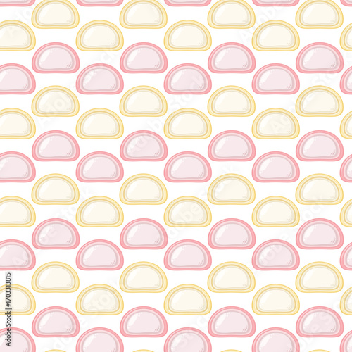 Seamless pattern cute mochi dessert. endless texture featuring colorful mochi japanese food