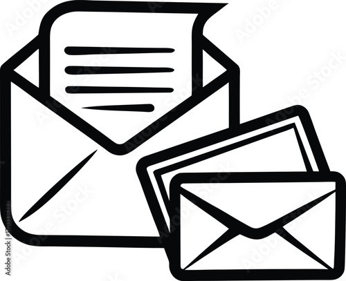 A Trio of Envelopes Awaits Mailing Symbolic of Communication Correspondence and Information Exchange via Post