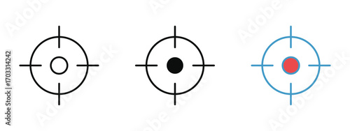 Target icon in fill colored outline style on a clean white background, representing goals, focus, and achievement in business and strategy.