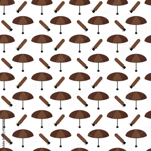 Seamless pattern for autumn rainy weather. repeating pattern with brown umbrella