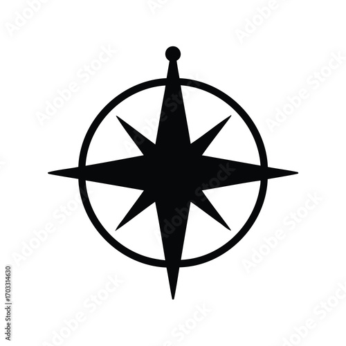 Elegant Silhouette of a Classic Compass Rose Pointing the Directions