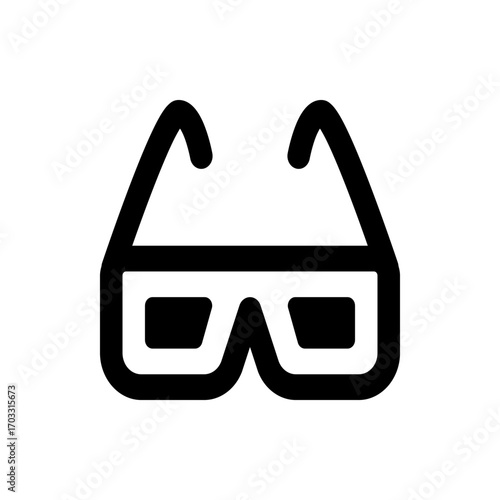 Illustration of a pair of black rimmed glasses with thick frames and rectangular lenses on a white background