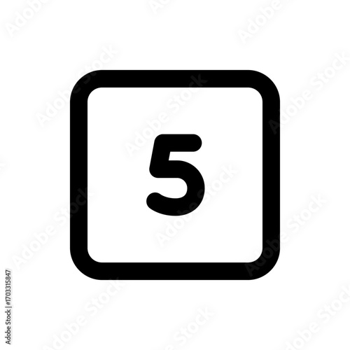 A bold number five displayed inside a rounded square frame with a clean and minimalist design aesthetic overall