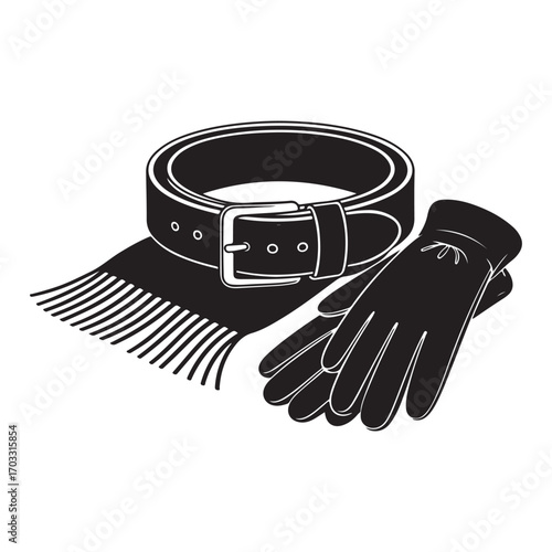 Belt, scarf and gloves icons