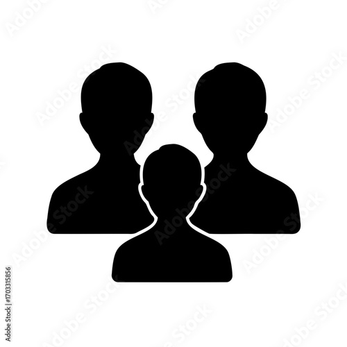 Family group of three individuals depicted as simple black silhouettes