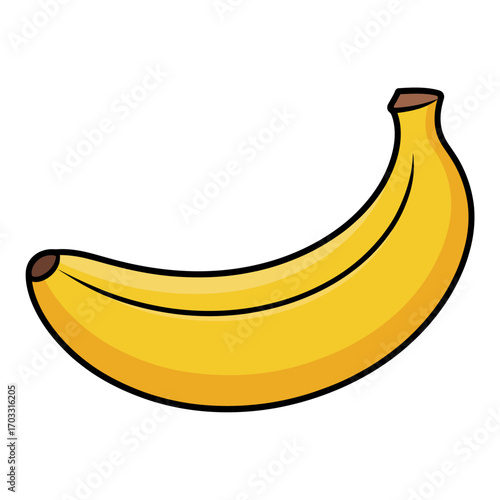 Bright yellow banana with simple outline a healthy food choice