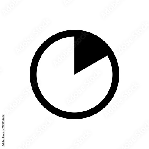 A simple black and white graphic featuring a partial circle with a wedge cut out of the upper right quadrant