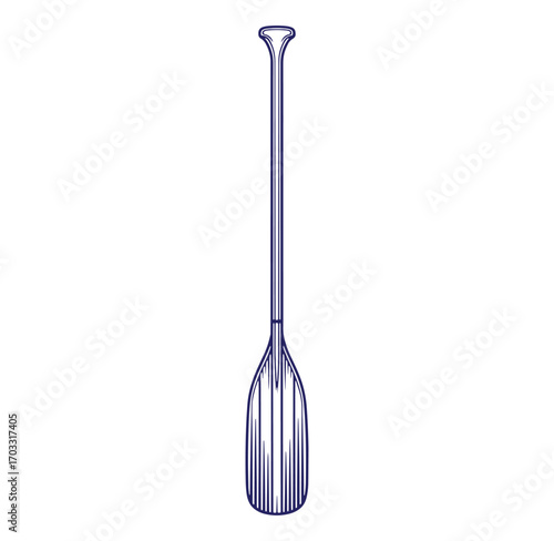 Detailed vector illustration of a single paddle in outline for water sports recreation