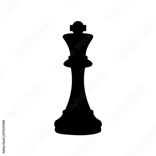 Silhouette of a King Chess Piece, Strategic Game, Black and White