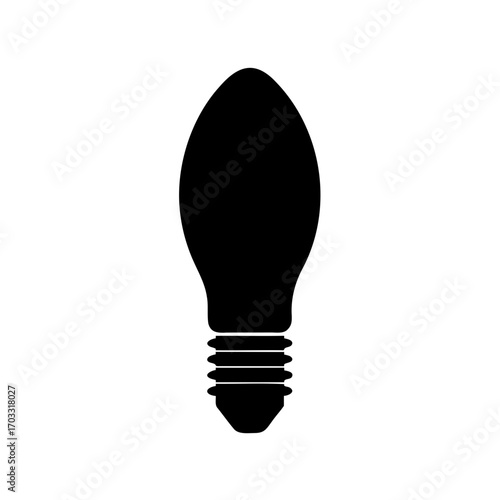 A simple black and white silhouette of a light bulb illustration