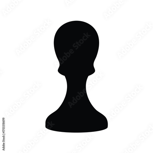 Silhouette of a classic chess pawn piece isolated on white background