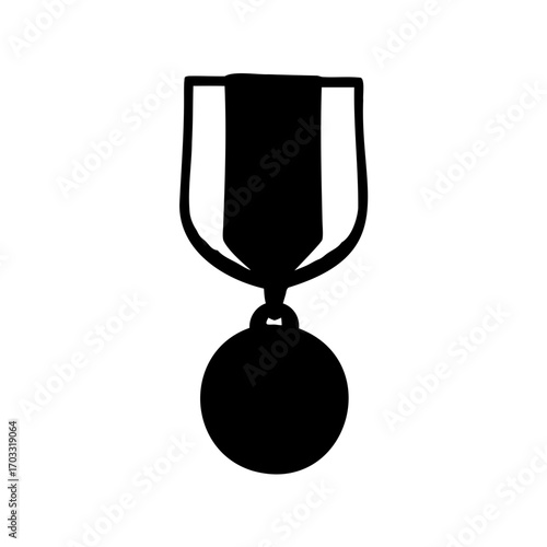 Silhouette of a Medal of Honor with a Ribbon Hanging Down