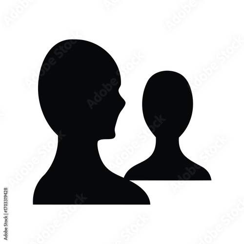Black silhouettes of two people indicating teamwork, collaboration, or social interaction concept