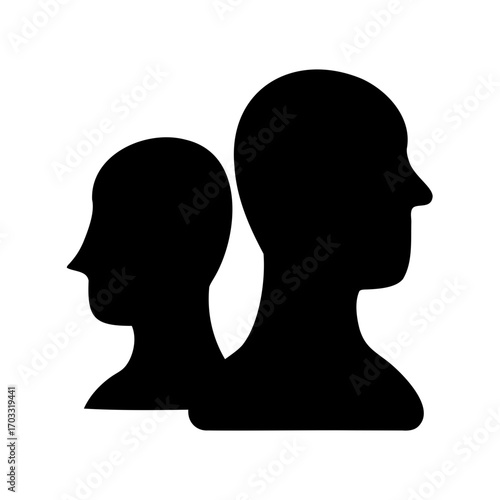 Two silhouettes of human heads facing opposite directions in black and white