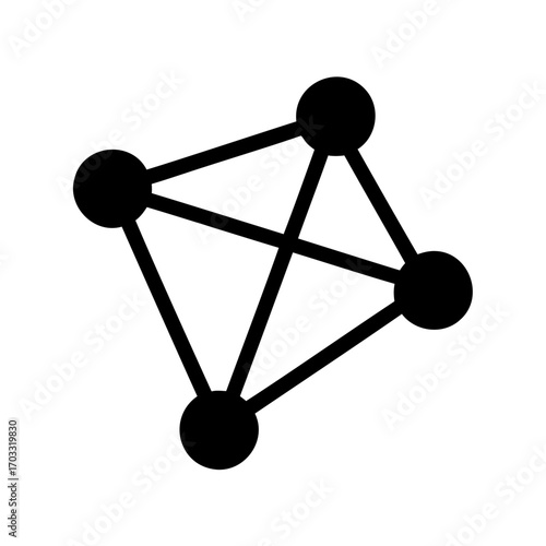 Black and white image showcasing a network graph with four interconnected nodes