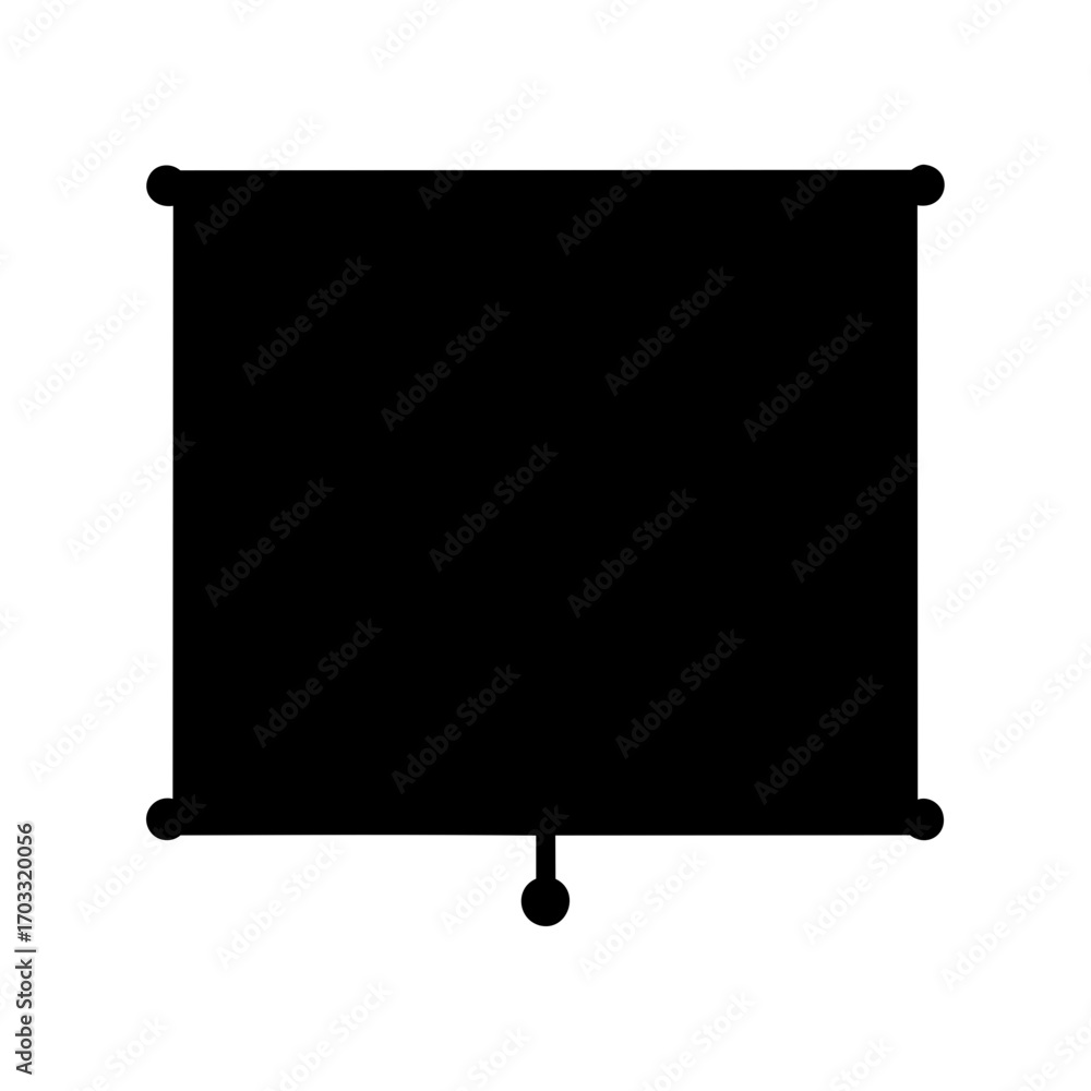 Obraz premium Black projection screen silhouette with rounded edges and bottom pull tab