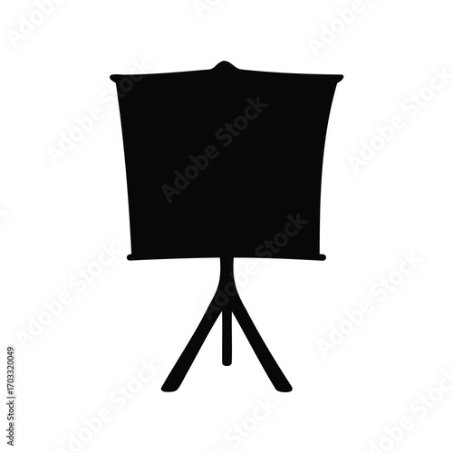 Abstract Black and White Illustration of an Easel Presentation Board with Tripod Legs