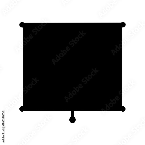 Black projection screen silhouette with rounded edges and bottom pull tab