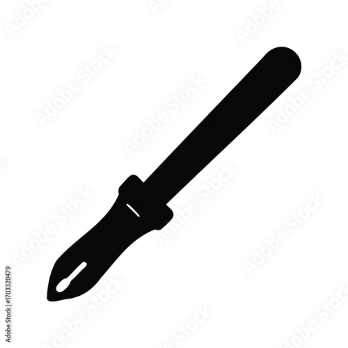 Black and white silhouette illustration of a disposable plastic pipette for laboratory use