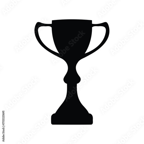 Black silhouette of trophy cup isolated on a white background, winner reward