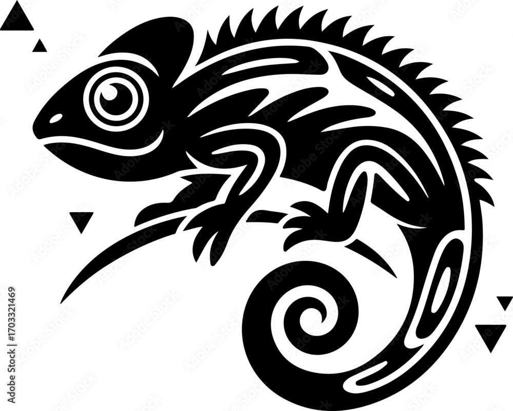 Naklejka premium Tribal Chameleon Tattoo Design graphcis