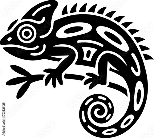 Tribal Chameleon Tattoo Design graphcis