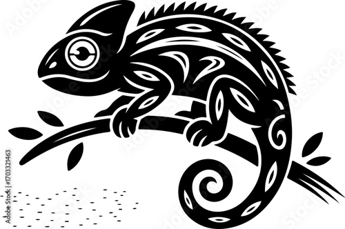 Tribal Chameleon Tattoo Design graphcis