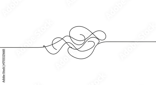 Tableau sur toile A single, continuous black line forming a complex knot or tangle in the center against a stark white background