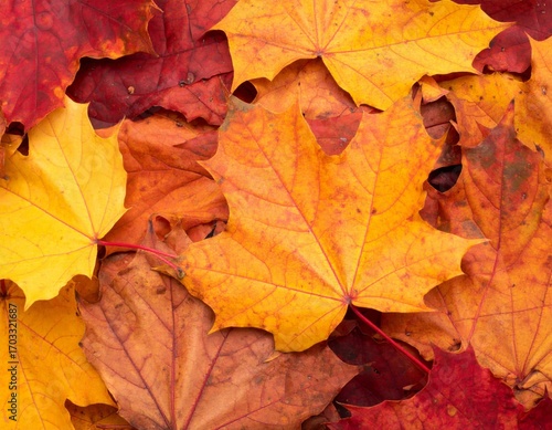Wallpaper Mural Autumn Maple Leaves in Varying Shades of Orange Yellow and Red in Natural Lighting Torontodigital.ca