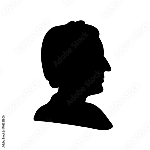 A silhouette of an individual's profile against a white background representing simplicity