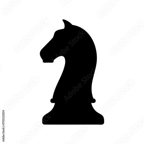 Silhouette of a Chess Knight Piece, Strategic Game Element Illustration