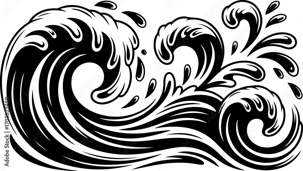 Fototapeta premium Wave Silhouettes Vector Set