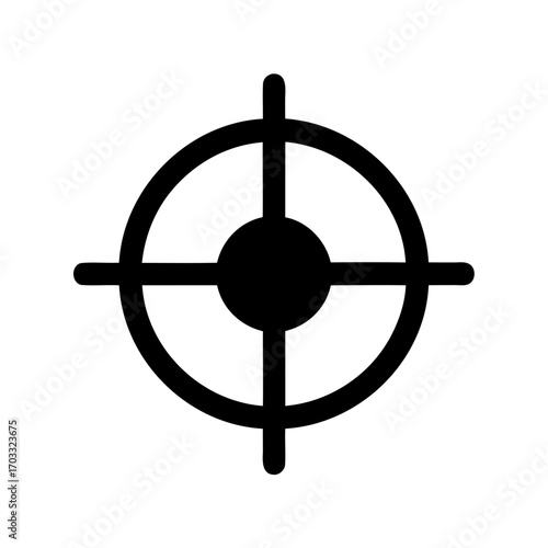 Black simple target sight on white background, ready for precision aiming